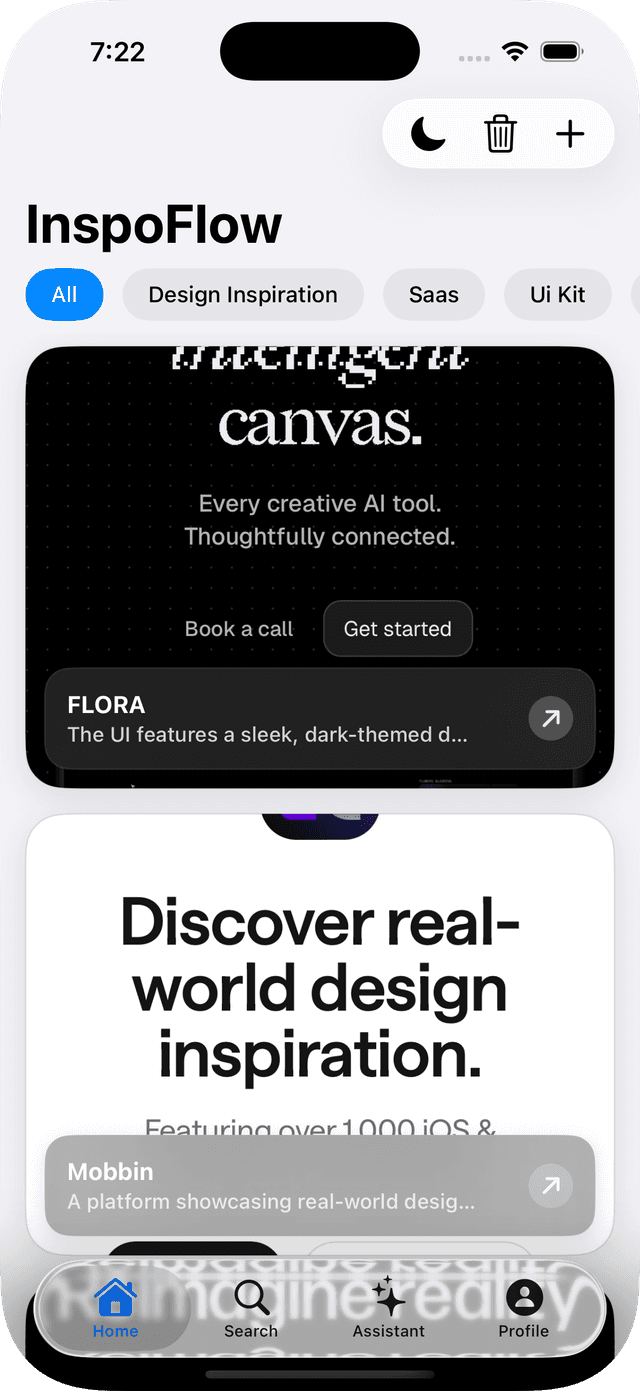 InspoFlow screen