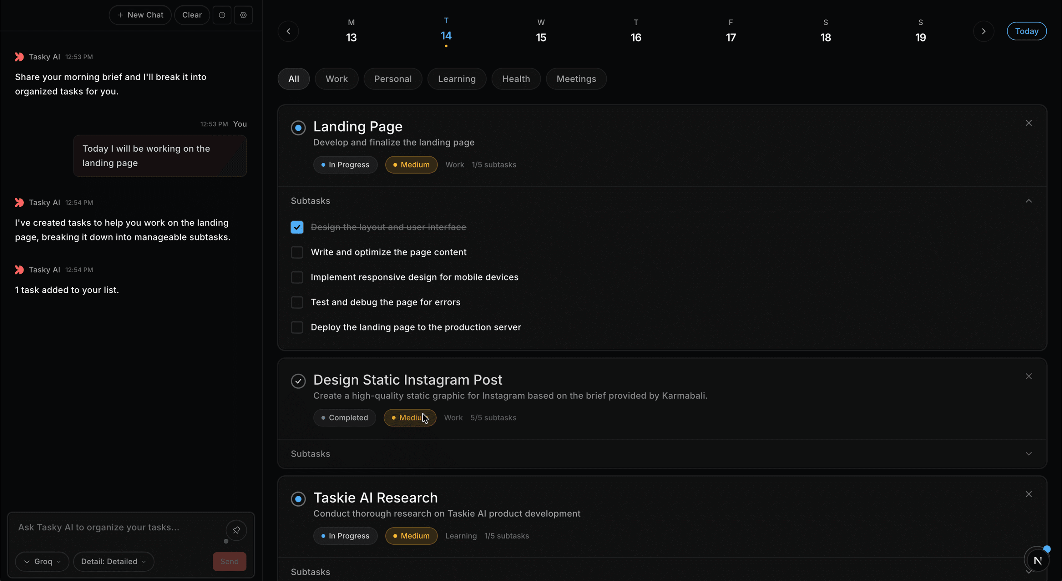 Tasky AI screenshot